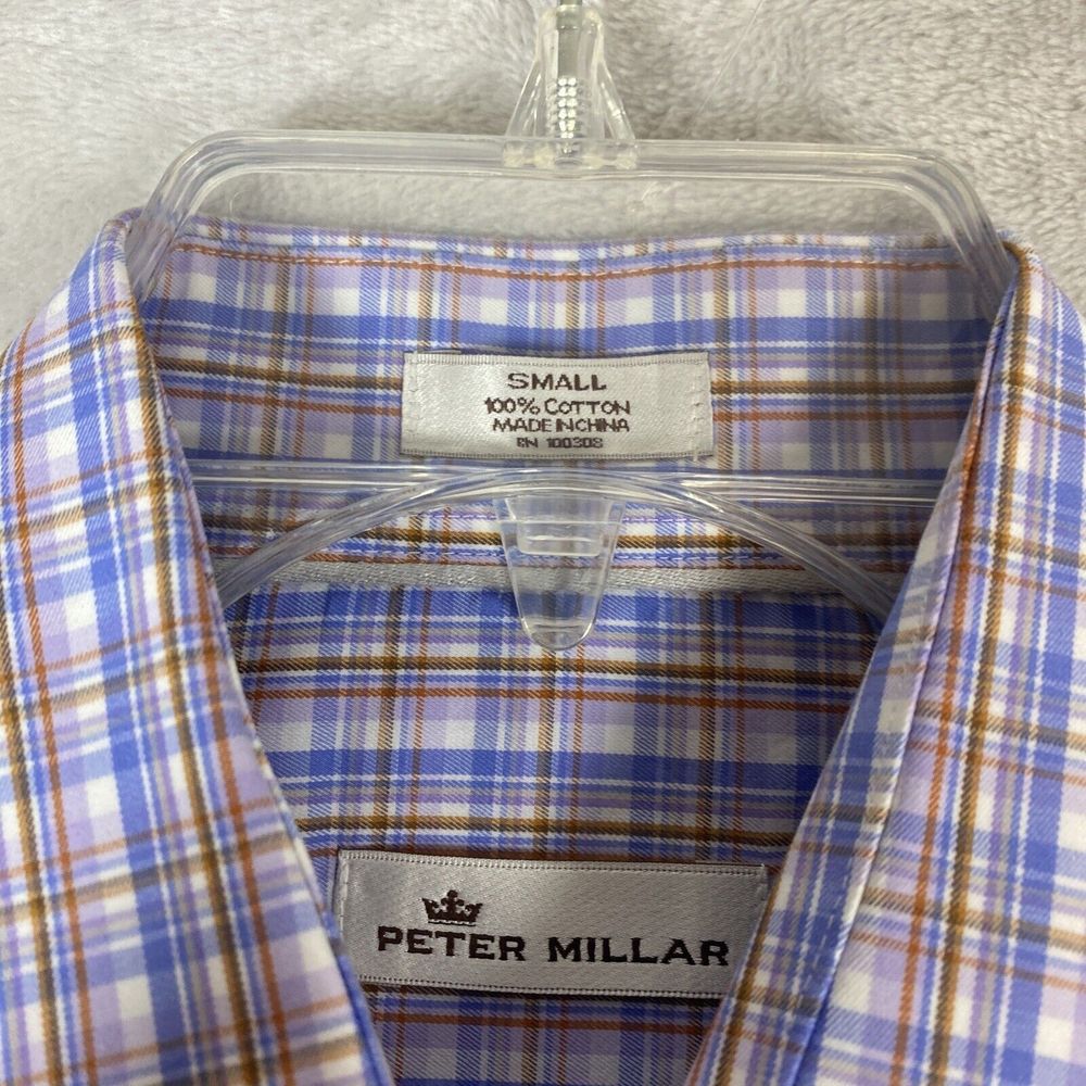 Peter Millar Crown Shirt Mens Small Long Sleeve Plaid Multicolor 100% Cotton - Picture 2 of 7